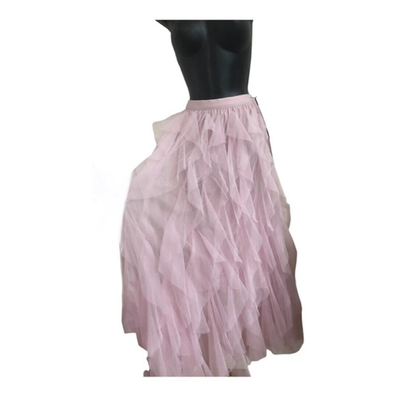 Beautiful pink ruffled chiffon princess tutu‎ banded waist maxi skirt size large - Picture 12 of 14